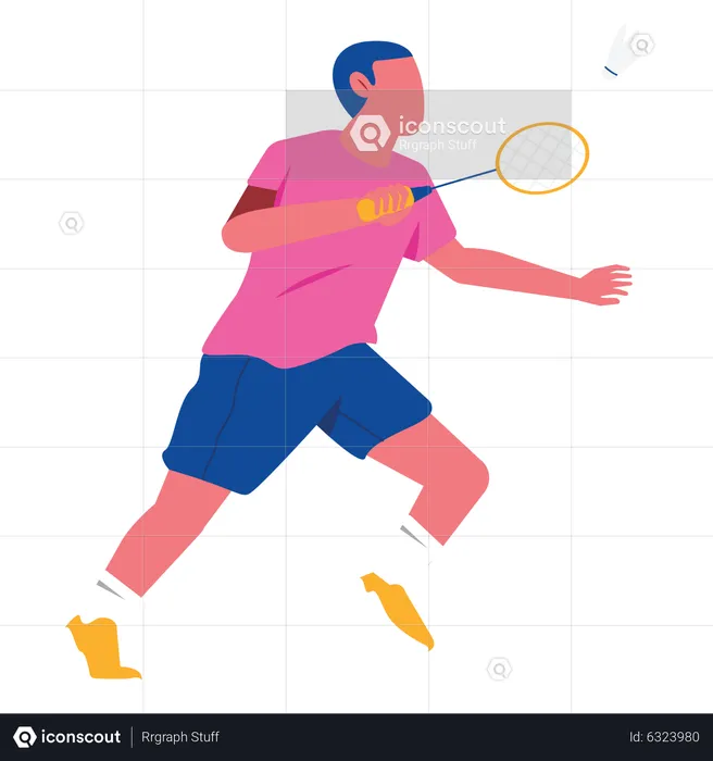 Man Netting badminton  Illustration