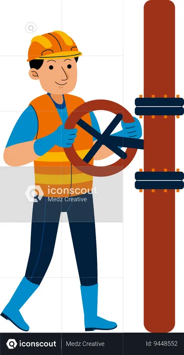 Man Oil Miner Profession  Illustration