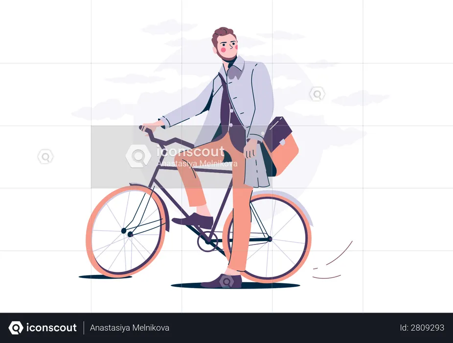 Man on a Bicycle  Illustration