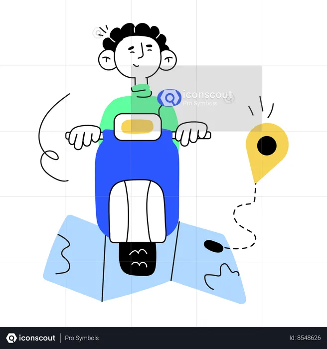 Man on bike using location Flag Illustration