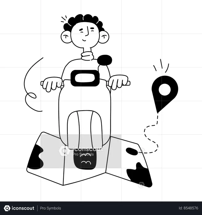 Man on bike using location Flag Illustration