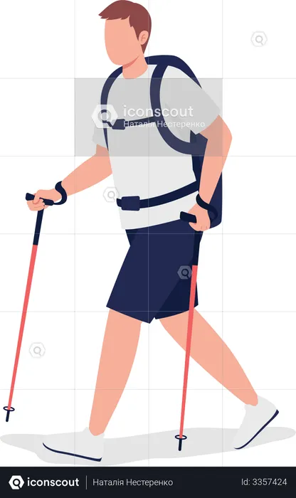 Man on Nordic walk  Illustration