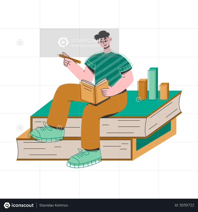 Man On The Book Studies Statistics  Illustration