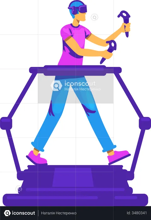Man on VR treadmill  Illustration