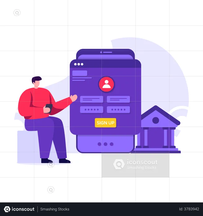 Man opening bank account  Illustration