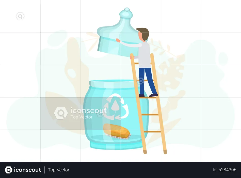 Man opening glass jar  Illustration