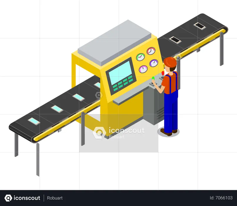 Man operate machine  Illustration