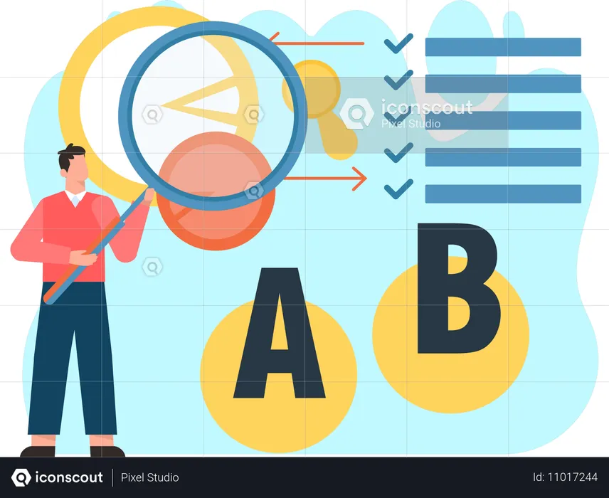 Man optimising ab testing  Illustration