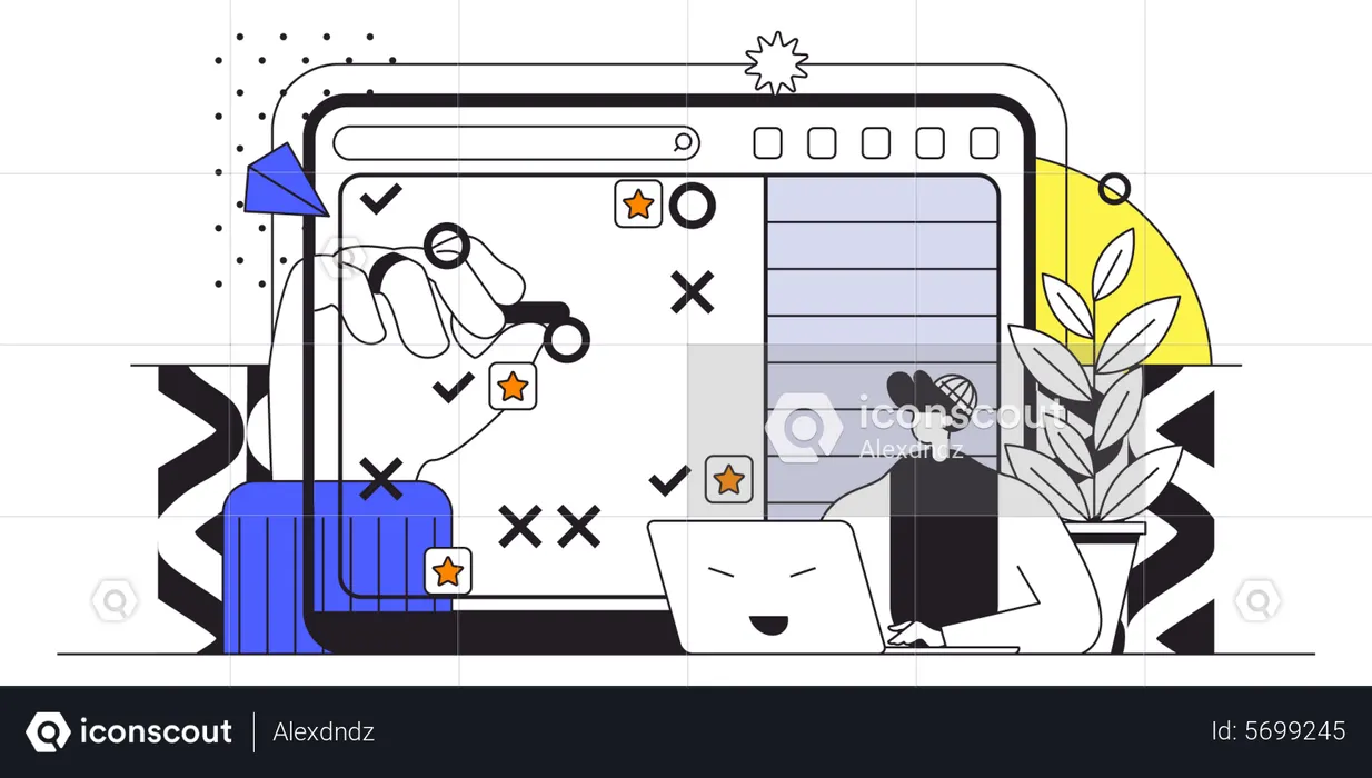 Man organizes workflow and making daily to do lists  Illustration