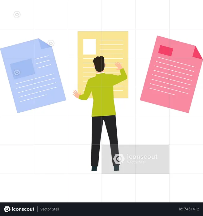 Man organizing files  Illustration