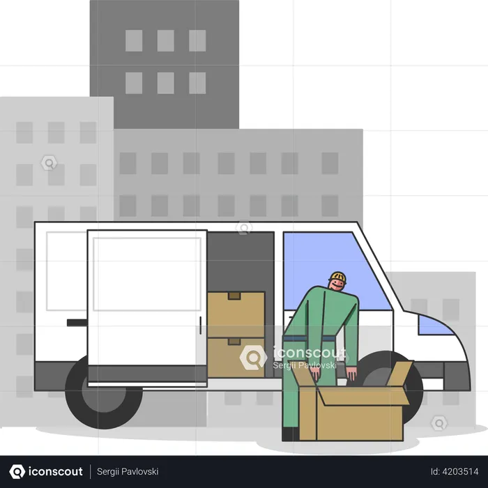 Man packing boxes for delivery  Illustration