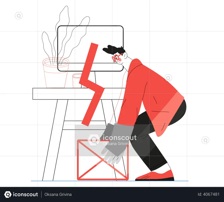 Man packing things in box  Illustration