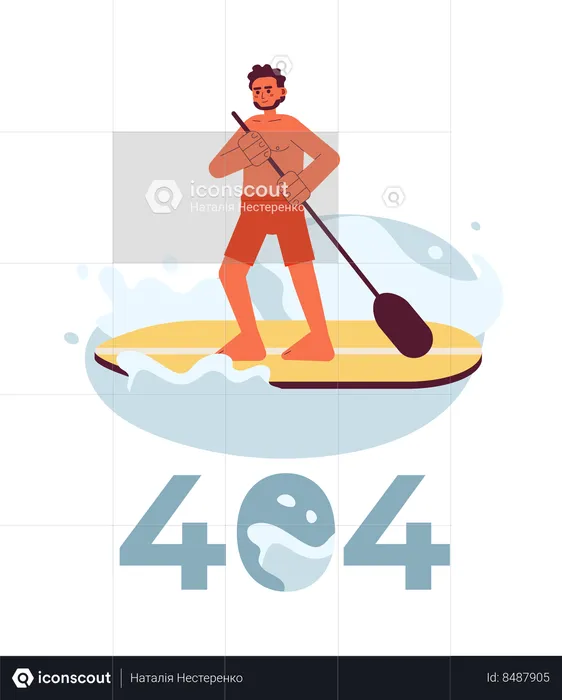 Man paddle boarding on lake error 404  Illustration