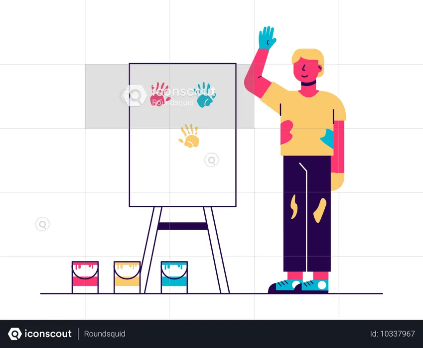 Man painting with hand  Illustration