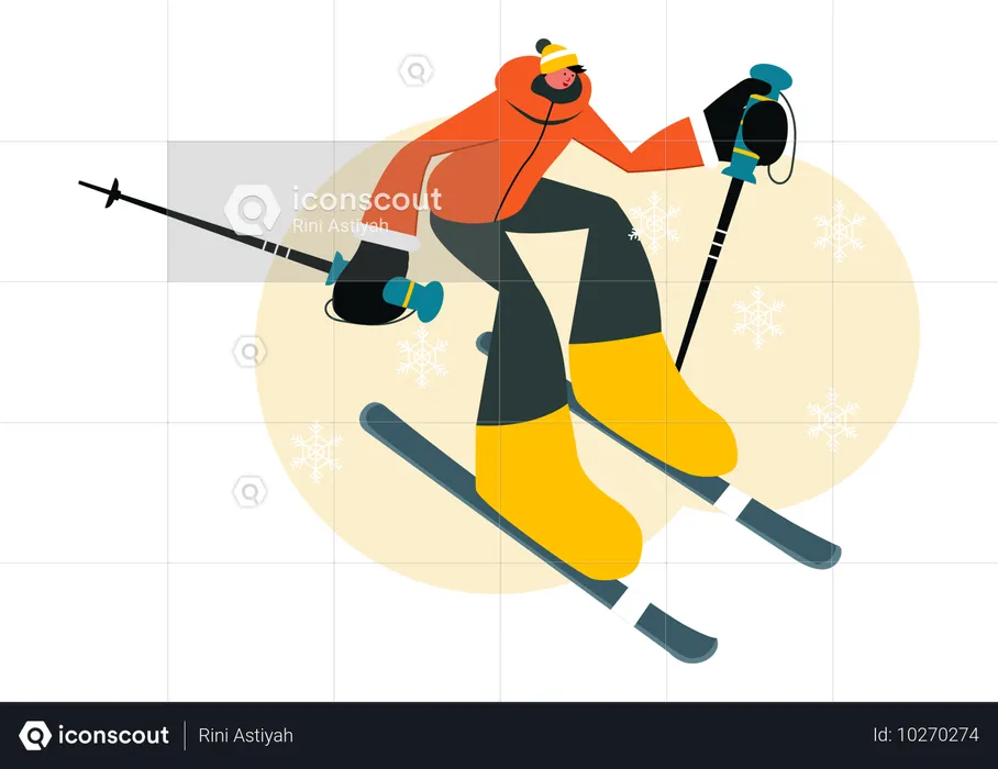 Man participates in skiing competition  Illustration