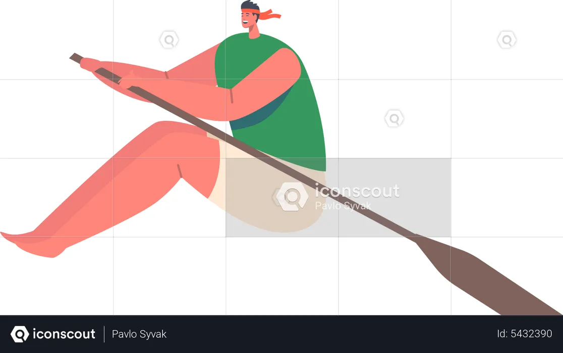 Man participating in boat rowing competition  Illustration