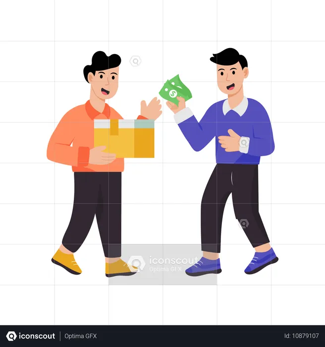 Man paying cash for Delivering Parcel  Illustration