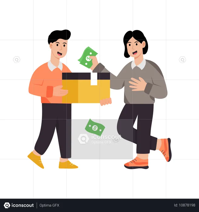 Man Paying Cash On Delivery  Illustration