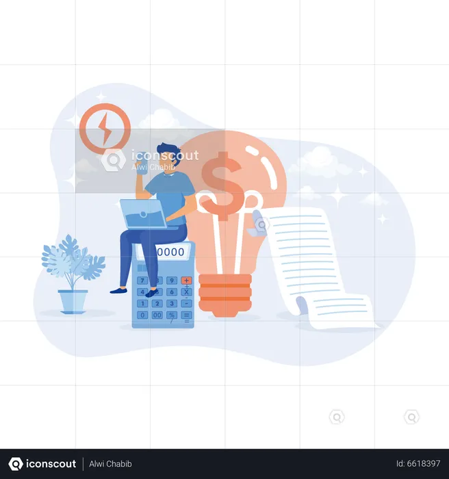 Man paying electricity bill  Illustration