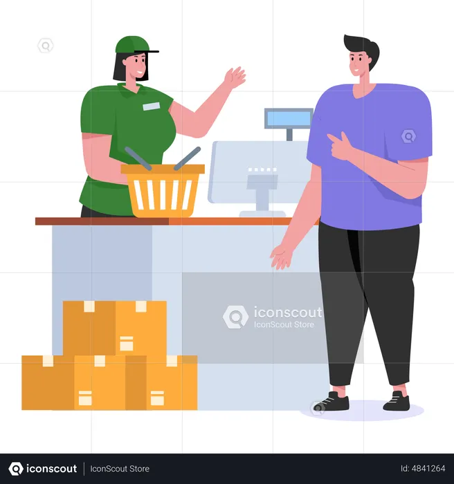 Man paying for product at cahier  Illustration