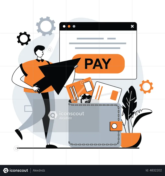 Man paying online  Illustration