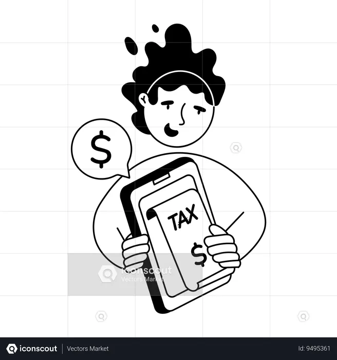 Man paying Online Tax  Illustration