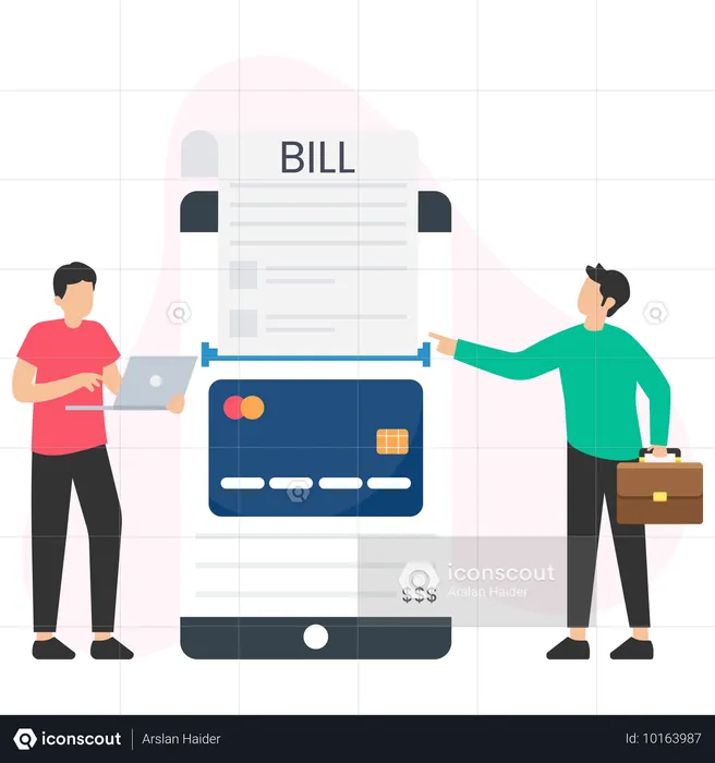 Man Paying Via Card on Mobile  Illustration