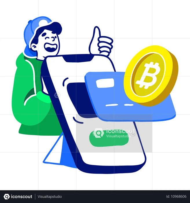 Man Paying Via Crypto Card  Illustration