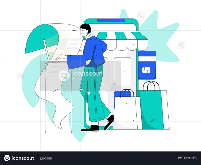 Man payment via credit card  Illustration