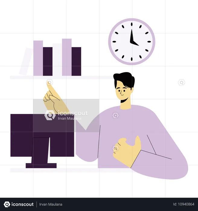 Man performing remote tasks  Illustration