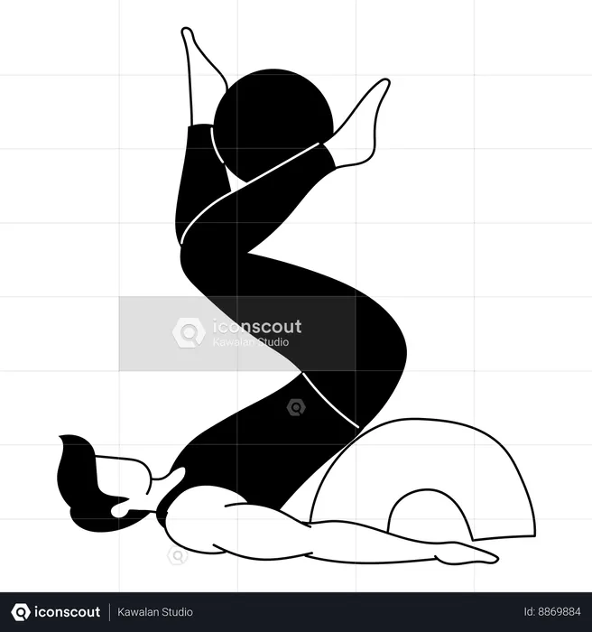 Man performs Pilates workout  Illustration