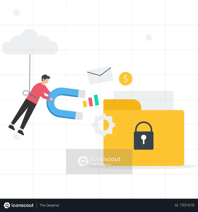 Man phishing and hacking data  Illustration