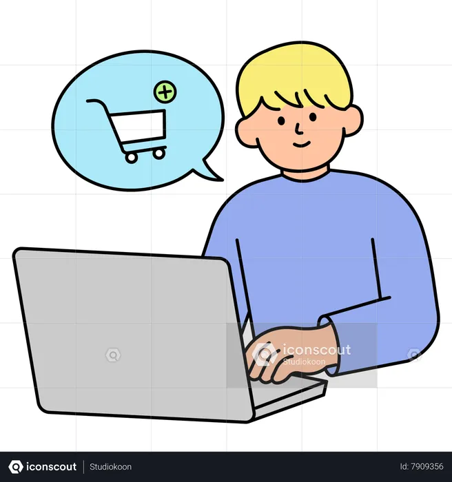 Man placing internet order  Illustration