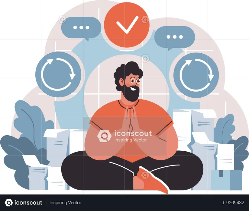 Man plans his media content  Illustration