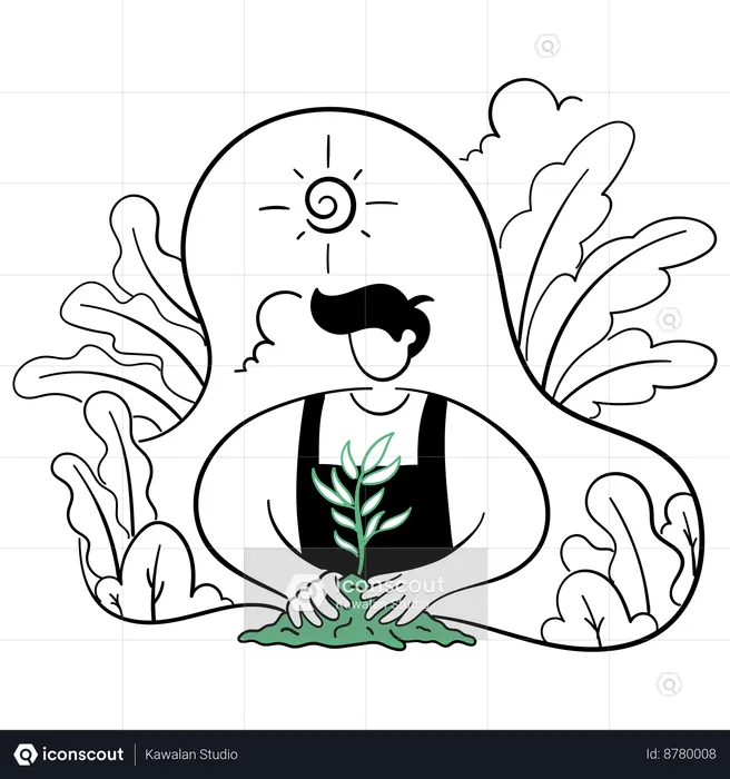 Man planting tree  Illustration