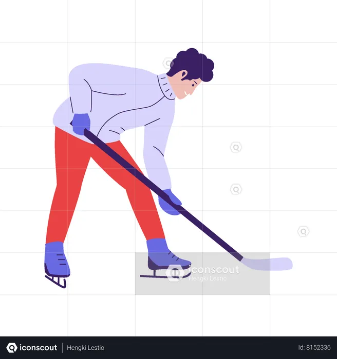 Man play hockey in winter season  Illustration