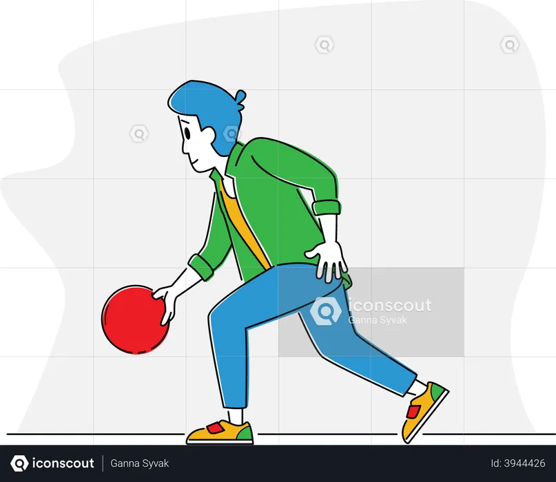 Man Player Throw Ball on Lane  Illustration