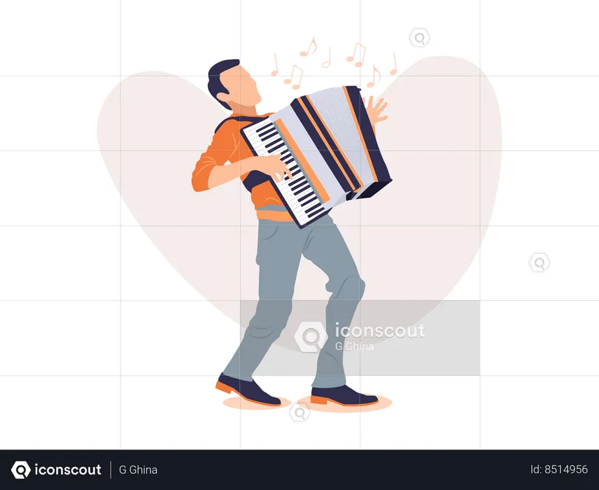 Man playing accordion  Illustration