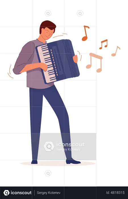Man Playing Accordion  Illustration