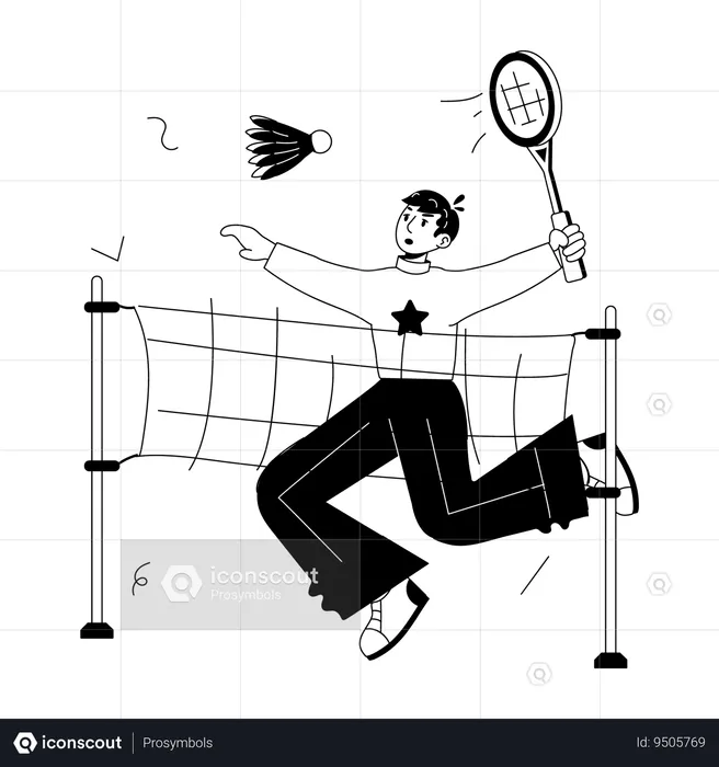Man Playing Badminton  Illustration