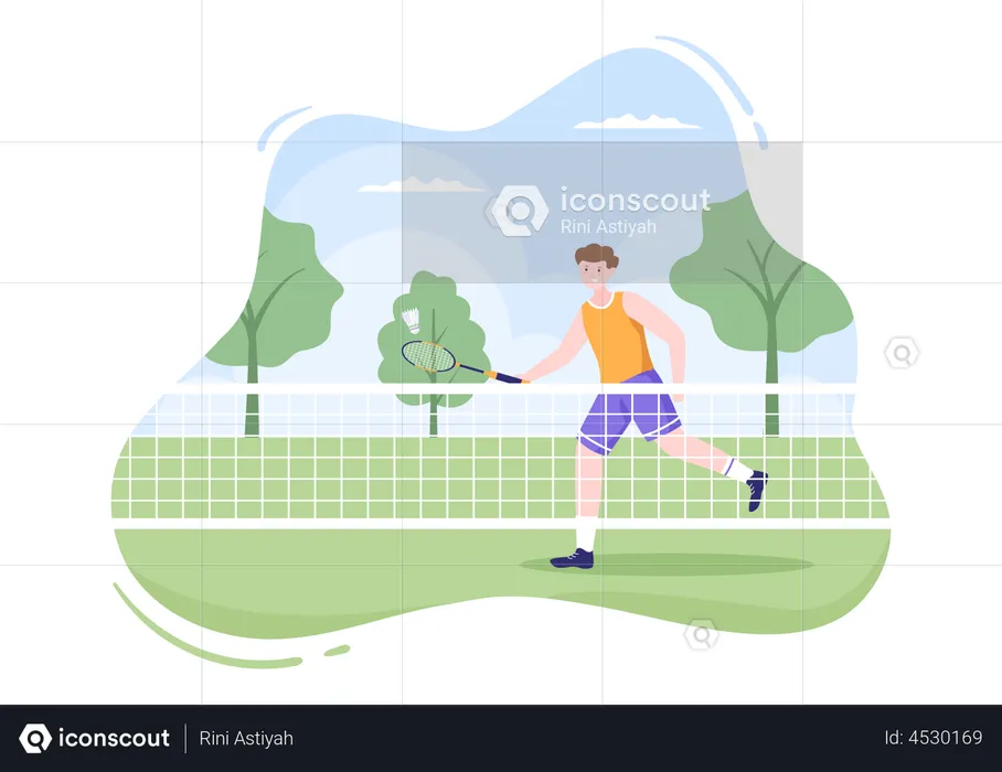 Man playing Badminton  Illustration