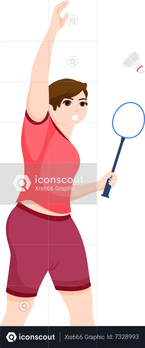 Man Playing Badminton  Illustration