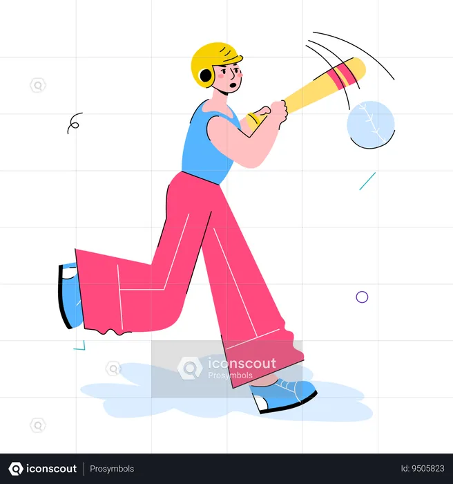 Man Playing Baseball  Illustration