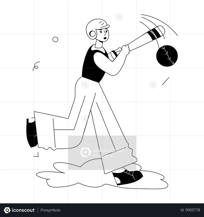 Man Playing Baseball  Illustration