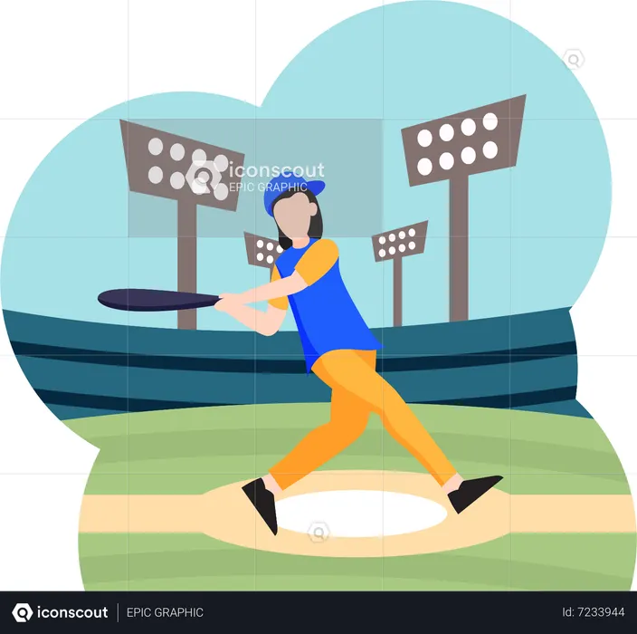 Man Playing Baseball  Illustration