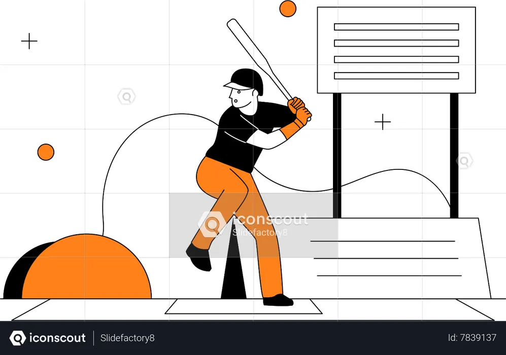 Man Playing Baseball  Illustration
