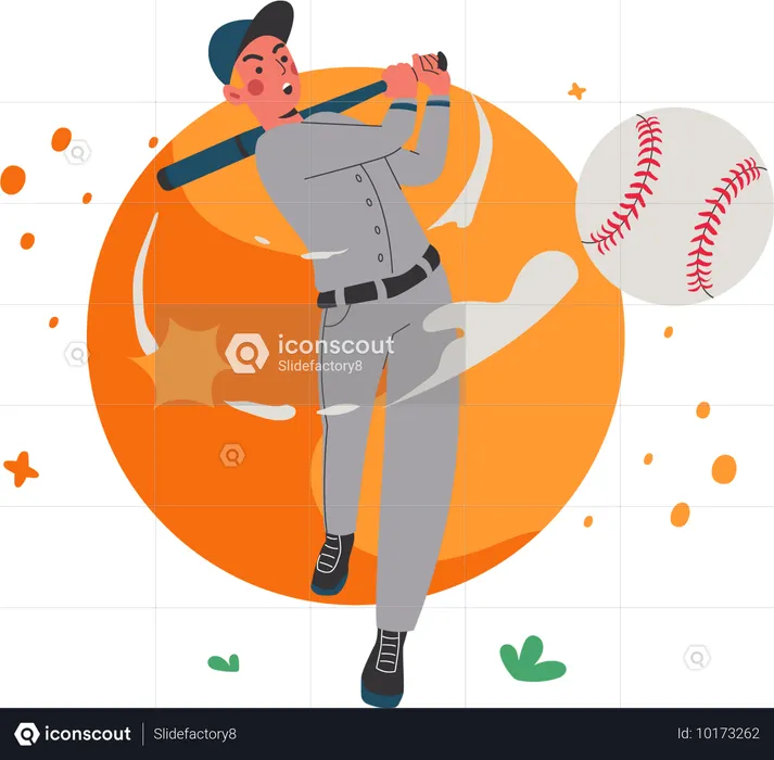 Man Playing Baseball  Illustration