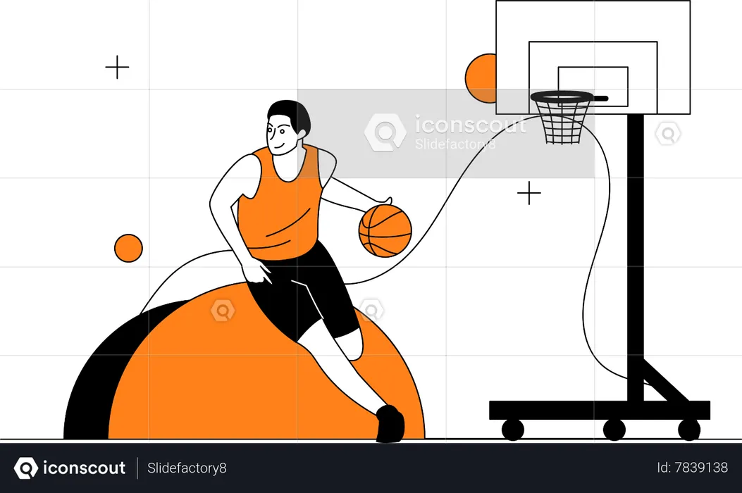 Man Playing Basketball  Illustration