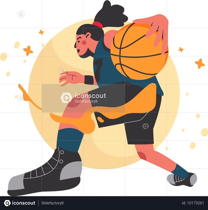 Man Playing Basketball  Illustration