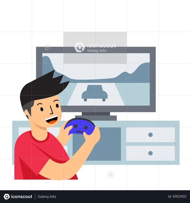 Man Playing Console Game  Illustration